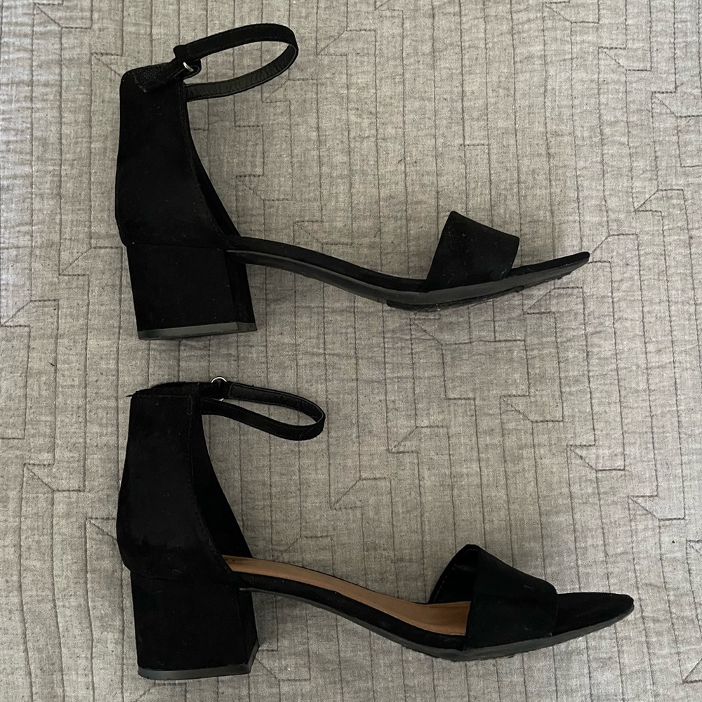 Rampage black suede block heels